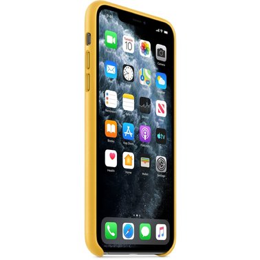Чехол кожаный оригинальный iPhone 11 Pro Max Leather Case — Meyer Lemon (MX0A2) - ТвойGadget