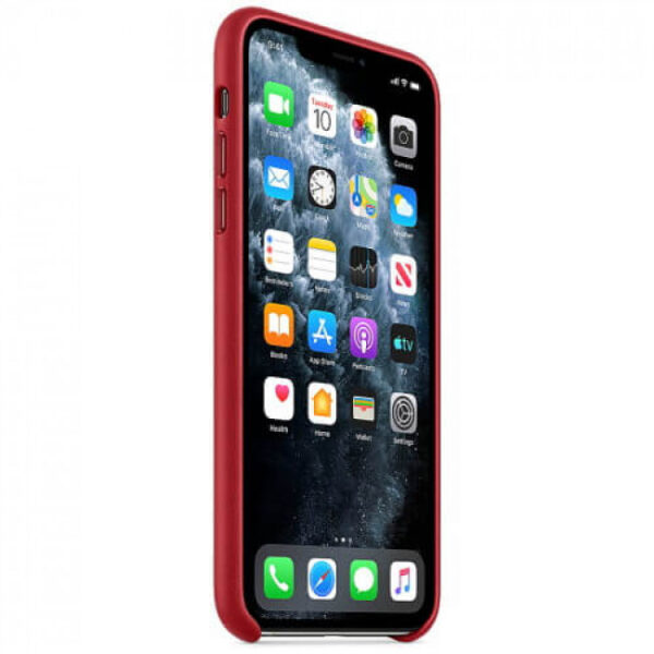 Чохол шкіряний оригінальний iPhone 11 Pro Max Leather Case – PRODUCT RED (MX0F2) - ТвойGadget