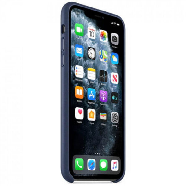 Чохол шкіряний оригінальний iPhone 11 Pro Max Leather Case – Midnight Blue (MX0G2) - ТвойGadget