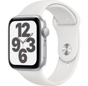 Apple Watch SE GPS 44mm Silver Aluminum Case w. White Sport B. (MYDQ2)