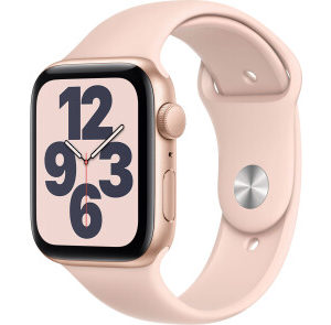 Apple Watch SE GPS 44mm Gold Aluminum Case w. Pink Sand Sport B. (MYDR2)