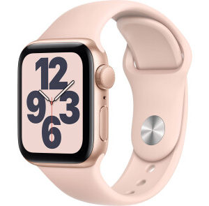 Apple Watch SE GPS 40mm Gold Aluminum Case w. Pink Sand Sport B. (MYDN2)