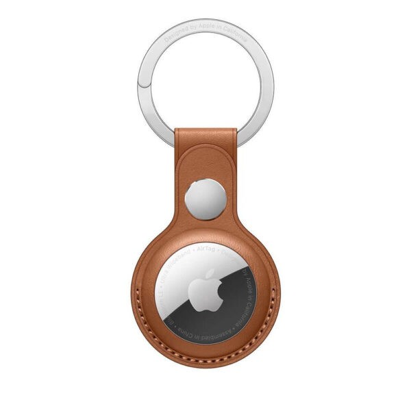 Apple AirTag Leather Key Ring Saddle Brown (MX4M2) - ТвойGadget