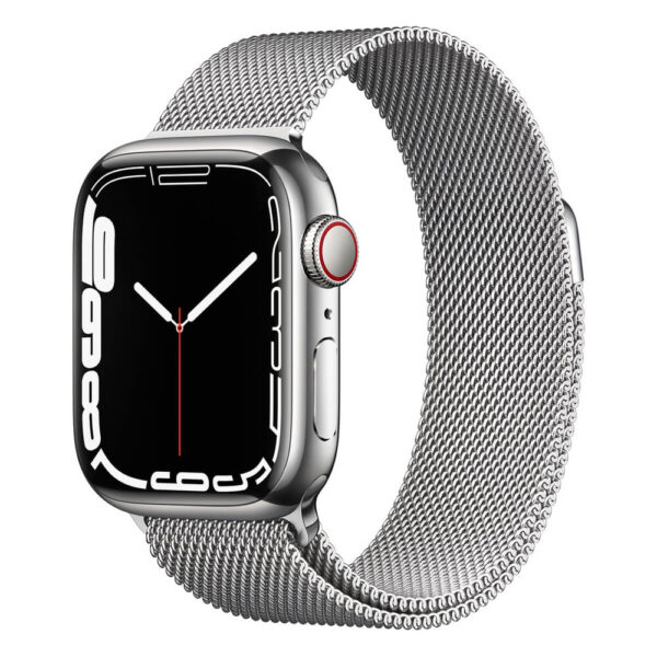 Apple Watch Series 7 GPS + Cellular 41mm Silver Stainless Steel Case with Silver Milanese Loop (MKHF3) [OPEN BOX] - ТвойGadget