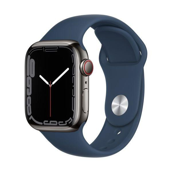 Apple Watch Series 7 GPS + Cellular 41mm Graphite S. Steel Case w. Abyss Blue S. Band (MKHJ3) - ТвойGadget