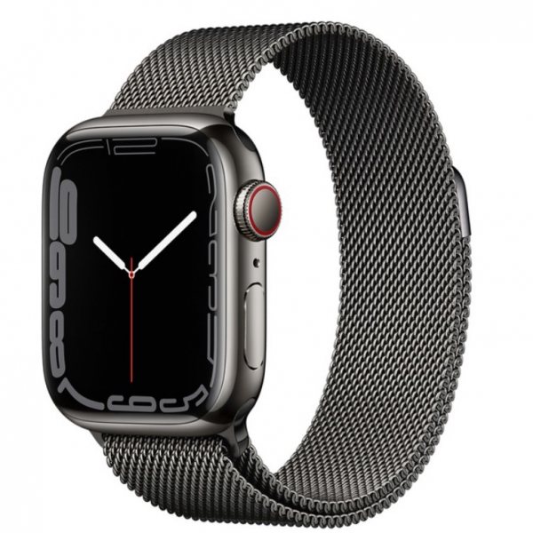 mkhk3 Apple Watch Series 7 GPS + Cellular 41mm Graphite Stainless Steel Case with Graphite Milanese Loop (MKHK3) - ТвойGadget