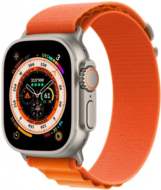 Apple Watch Ultra Apple Watch Ultra GPS + Cellular 49mm Titanium Case with Orange Alpine Loop — Medium (MQEU3/MQFL3) - ТвойGadget