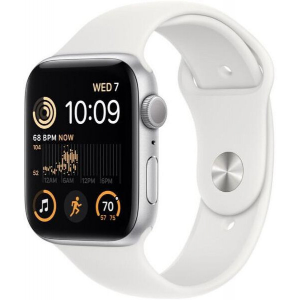 Apple Watch SE 2 GPS 44mm Silver Aluminum Case with White Sport Band Apple Watch SE 2 GPS 44mm Silver Aluminum Case with White Sport Band (MNK23) - ТвойGadget