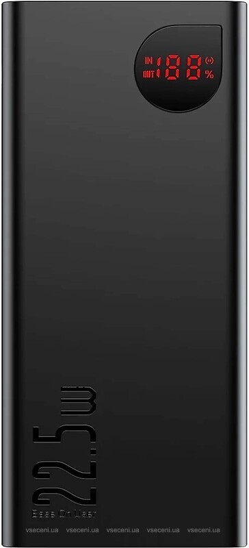 Baseus Adaman Metal Digital Display Quick Charge Power Bank 40000mAh 22.5W Black (PPAD020001) - ТвойGadget