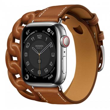 Apple Watch Hermes Series 7 LTE 41mm Silver S. Steel Case w. Fauve Leather D. Tour_1 Apple Watch Hermes Series 7 LTE 41mm Silver S. Steel Case w. Fauve Leather D. Tour (MKLK3+MKFV3) - ТвойGadget