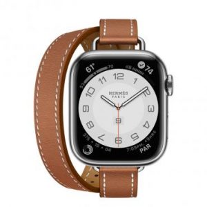Apple Watch Hermes Series 7 LTE 41mm Silver S. Steel Case w. Gold S. Leather Attelage D.Tour (MKLK3+MKG13) - Зображення 2