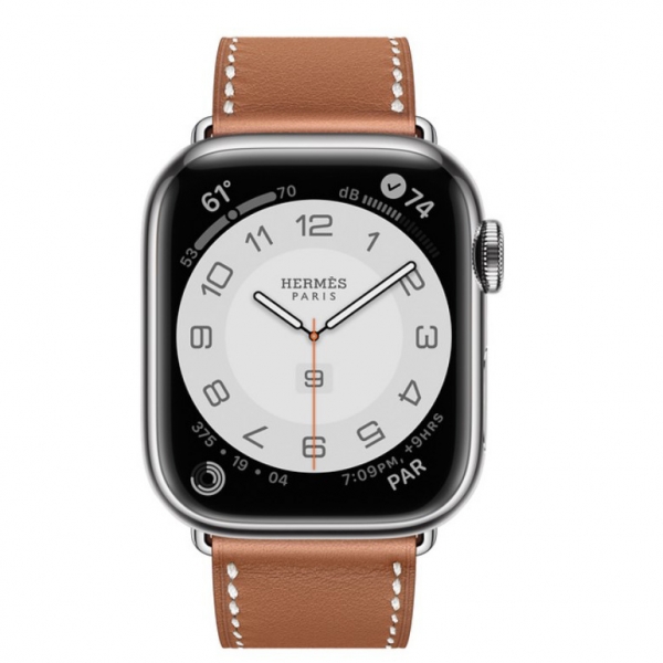 Apple Watch Hermes Series 7 LTE 41mm Silver S. Steel Case w. Gold Single Tour (MKHN3) - ТвойGadget