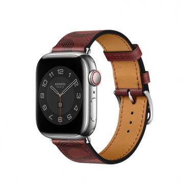 Apple Watch Hermes Series 7 LTE 41mm Silver S. Steel w. Circuit H Single T. Rouge H:Noir_1 Apple Watch Hermes Series 7 LTE 41mm Silver S. Steel w. Circuit H Single T. Rouge H/Noir (MKLK3+MKFU3) - ТвойGadget