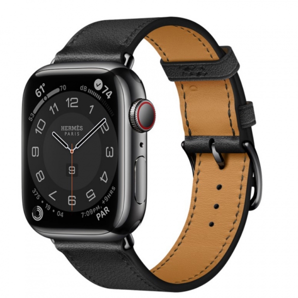 Apple Watch Hermes Series 7 LTE 41mm Space Black S. Steel Case w. Noir Single Tour (MKHP3) - ТвойGadget