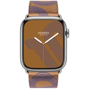 Apple Watch Hermes Series 7 LTE 45mm Silver S. Steel Case w. Bis/Bleu Tlectrique S.Leather (MKMG3+MKGC3) - ТвойGadget