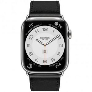 Apple Watch Hermes Series 7 LTE 45mm Silver S. Steel w. Noir Swift L. Single Tour D. Buckle (MKMG3+MHLU3) - Зображення 2