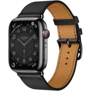 Apple Watch Hermes Series 7 LTE 45mm Space Black S. Steel Case w. Noir Swift Leather S. Tour (MKMW3) — изображение 1