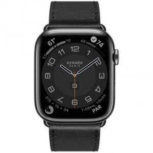 Apple Watch Hermes Series 7 LTE 45mm Space Black S. Steel Case w. Noir Swift Leather S. Tour (MKMW3) — изображение 2