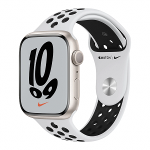 Apple Watch Nike Series 7 GPS 41mm Starlight Aluminum Case w. Pure Platinum/Black Nike Sport Band (MKN33) — изображение 1