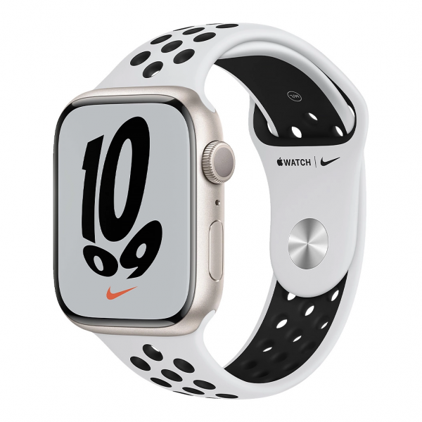 Apple Watch Nike Series 7 GPS 41mm Starlight Aluminum Case w. Pure Platinum:Black Nike Sport Band_1 Apple Watch Nike Series 7 GPS 41mm Starlight Aluminum Case w. Pure Platinum/Black Nike Sport Band (MKN33) - ТвойGadget