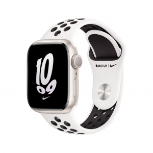Apple Watch Nike Series 8 GPS 41mm Starlight Aluminum Case w. Summit White/Black Nike S. Band (MPGK3) — изображение 1