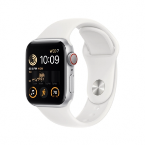 Apple Watch SE 2 GPS + Cellular 40mm Silver Aluminum Case with White Sport Band (MNPP3) — изображение 1