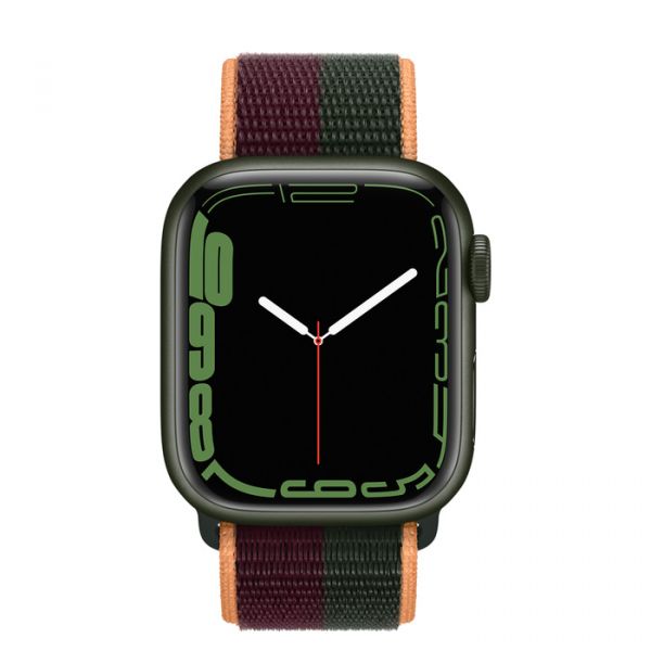 Apple Watch Series 7 GPS 41mm Green Aluminum Case With Dark Cherry/Forest Green Sport Loop (MKNF3) - ТвойGadget
