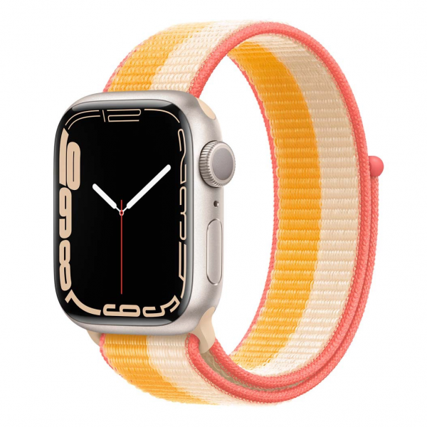 Apple Watch Series 7 GPS 45mm Starlight Alum. Case w. Maize/White S. Loop (MKNP3+ML2Y3) - ТвойGadget