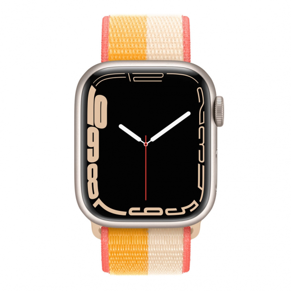 Apple Watch Series 7 GPS 45mm Starlight Alum. Case w. Maize/White S. Loop (MKNP3+ML2Y3) - ТвойGadget