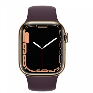 Apple Watch Series 7 GPS + Cellular 45mm Gold S. Steel Case w. Dark Cherry Sport Band (MKJF3) - ТвойGadget