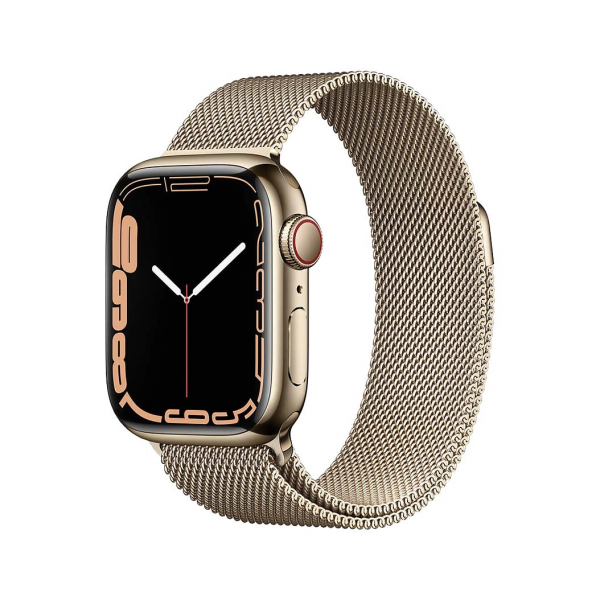 Apple Watch Series 7 GPS + Cellular 45mm Gold Stainless Steel Case with Gold Milanese Loop (MKJG3) - ТвойGadget