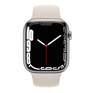 Apple Watch Series 7 GPS + Cellular 41mm Silver Stainless Steel Case w. Starlight Sport Band (MKHE3) - ТвойGadget