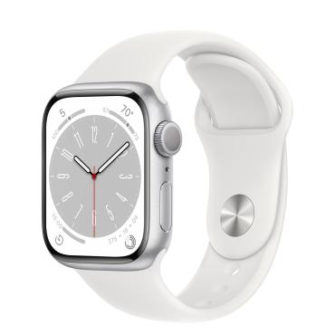 Apple Watch Series 8 GPS + Cellular 41mm Silver Aluminum Case with White S. Band (MP4A3) - ТвойGadget
