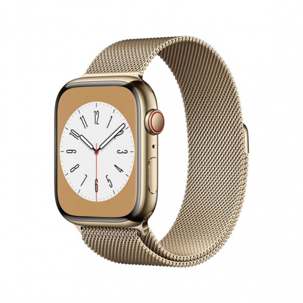 Apple Watch Series 8 GPS + Cellular 41mm Gold S. Steel Case w. Milanese Loop Gold_1 Apple Watch Series 8 GPS + Cellular 41mm Gold S. Steel Case w. Milanese Loop Gold (MNJE3/MNJF3) - ТвойGadget