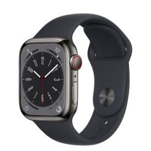 Apple Watch Series 8 GPS + Cellular 41mm Graphite S. Steel Case w. Midnight S. Band (MNJJ3) — изображение 1