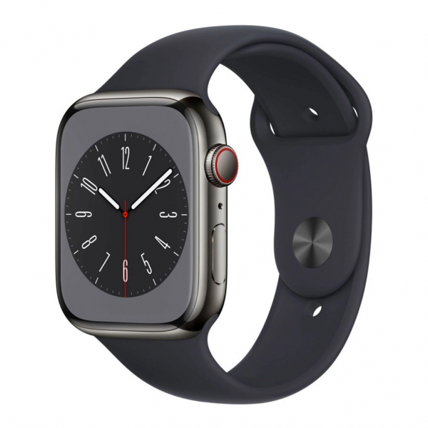 Apple Watch Series 8 GPS + Cellular 45mm Graphite S. Steel Case w. Midnight S. Band (MNKU3) - ТвойGadget