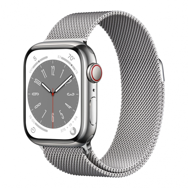 Apple Watch Series 8 GPS + Cellular 45mm Silver S. Steel Case w. Milanese Loop Silver (MNKG3/MNKJ3) [OPEN BOX] - ТвойGadget