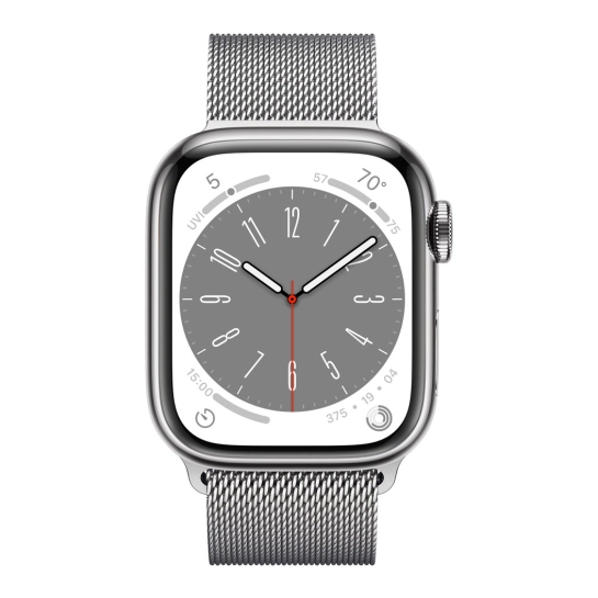 Apple Watch Series 8 GPS + Cellular 45mm Silver S. Steel Case w. Milanese Loop Silver (MNKG3/MNKJ3) [OPEN BOX] - ТвойGadget
