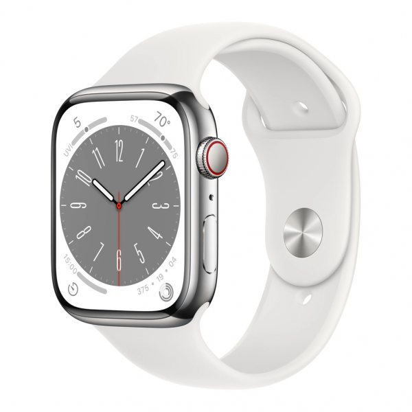 Apple Watch Series 8 GPS + Cellular 45mm Silver S. Steel Case w. White S. Band_1 Apple Watch Series 8 GPS + Cellular 41mm Silver S. Steel Case w. White S. Band (MNJ53) - ТвойGadget