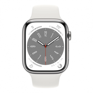 Apple Watch Series 8 GPS + Cellular 41mm Silver S. Steel Case w. White S. Band (MNJ53) — изображение 2