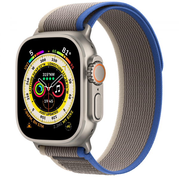Apple Watch Ultra GPS + Cellular 49mm Titanium Case with Blue/Gray Trail Loop — S/M (MNHE3/MNHL3) [Витринные] - ТвойGadget