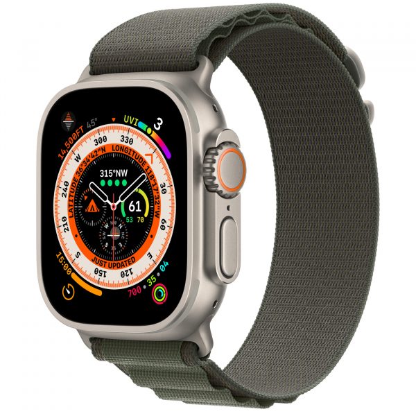 Apple Watch Ultra GPS + Cellular 49mm Titanium Case with Green Alpine Loop — Small (MNHC3/MNHJ3) [Витринные] - ТвойGadget