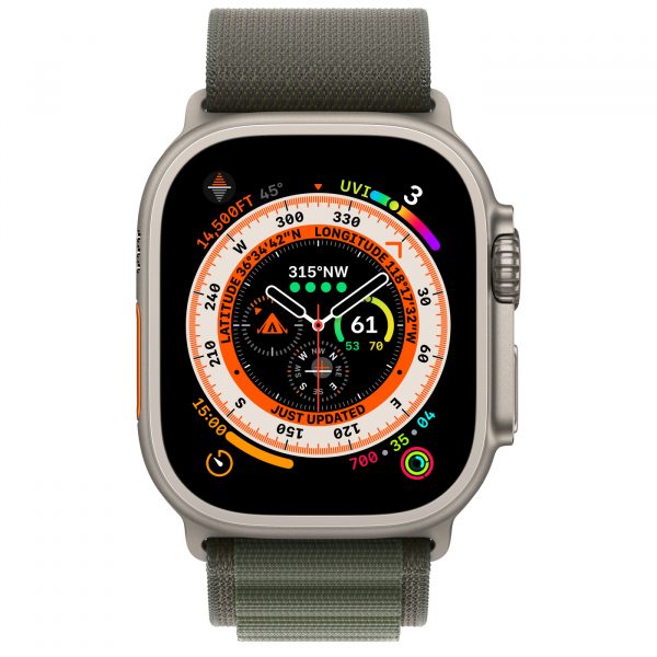 Apple Watch Ultra GPS + Cellular 49mm Titanium Case with Green Alpine Loop — Small (MNHC3/MNHJ3) [Витринные] - ТвойGadget