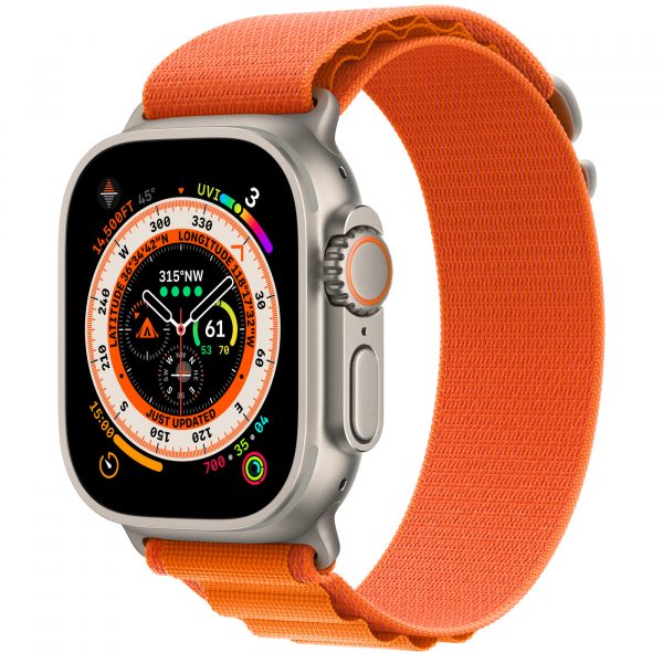 Apple Watch Ultra GPS + Cellular 49mm Titanium Case with Orange Alpine Loop – Small (MNHA3/MNHH3) [Вітринні] - ТвойGadget