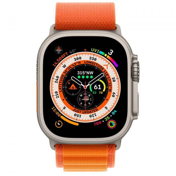 Apple Watch Ultra GPS + Cellular 49mm Titanium Case with Orange Alpine Loop – Small (MNHA3/MNHH3) [Вітринні] - ТвойGadget