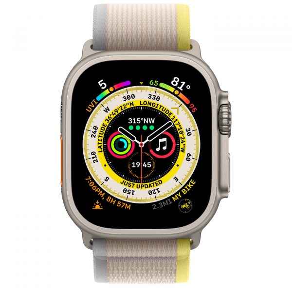 Apple Watch Ultra GPS + Cellular 49mm Titanium Case with Yellow/Beige Trail Loop — M/L (MQF23/MQFU3) [Витринные] - ТвойGadget