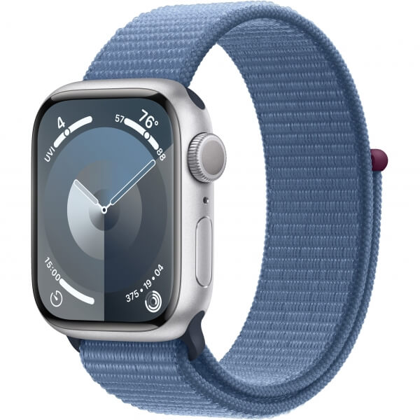 (MR9F3)1 (1) Apple Watch Series 9 GPS 41mm Silver Aluminum Case with Winter Blue Sport Loop (MR923) - ТвойGadget