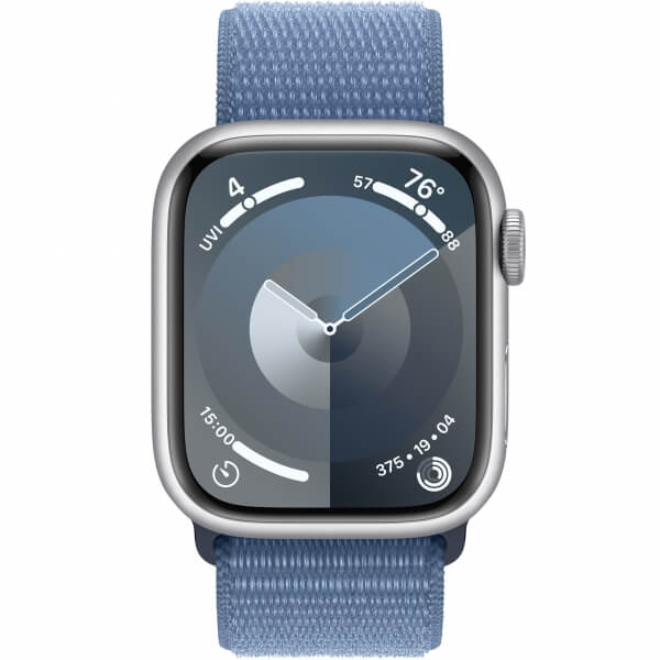 Apple Watch Series 9 GPS 41mm Silver Aluminum Case with Winter Blue Sport Loop (MR923) - ТвойGadget