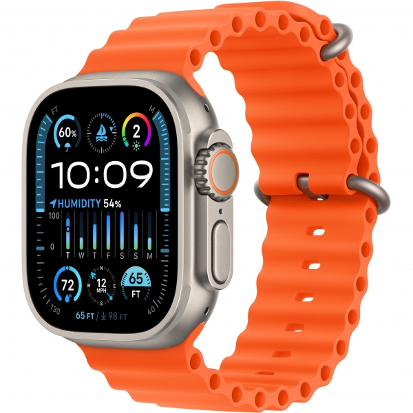 (MREH3)1 Apple Watch Ultra 2 GPS + Cellular 49mm Titanium Case with Orange Ocean Band (MREH3) - ТвойGadget