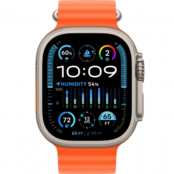Apple Watch Ultra 2 GPS + Cellular 49mm Titanium Case with Orange Ocean Band (MREH3) - ТвойGadget